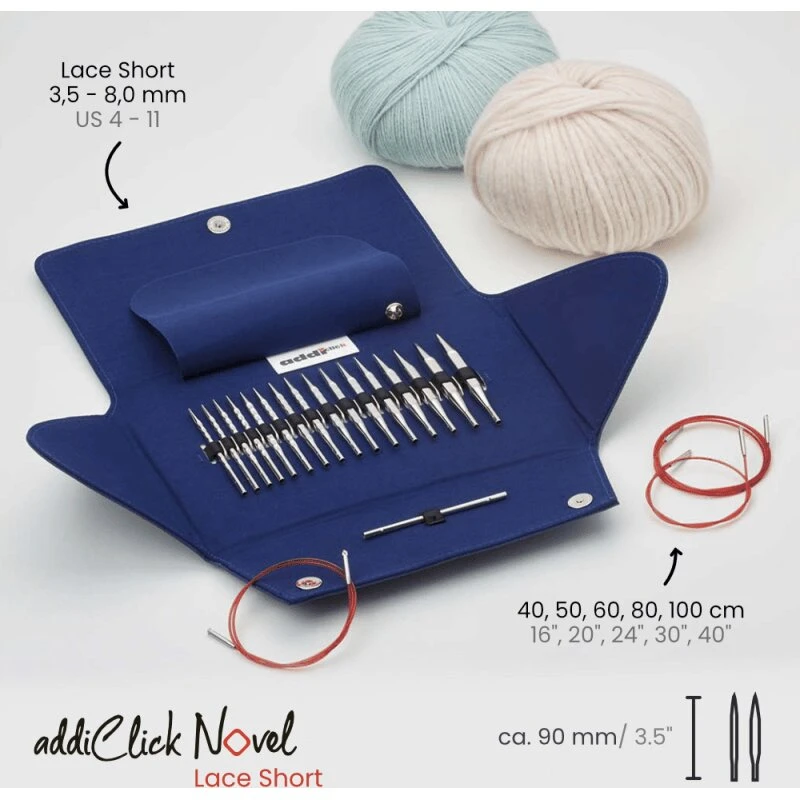 ADDI Click Novel Lace Udskiftbare Rundpinde 3,5–8,0 mm Kort
