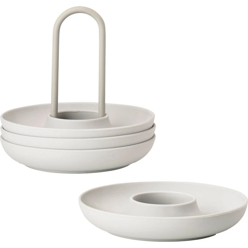 Zone Singles æggebægre med holder – Warm Grey, 4 stk