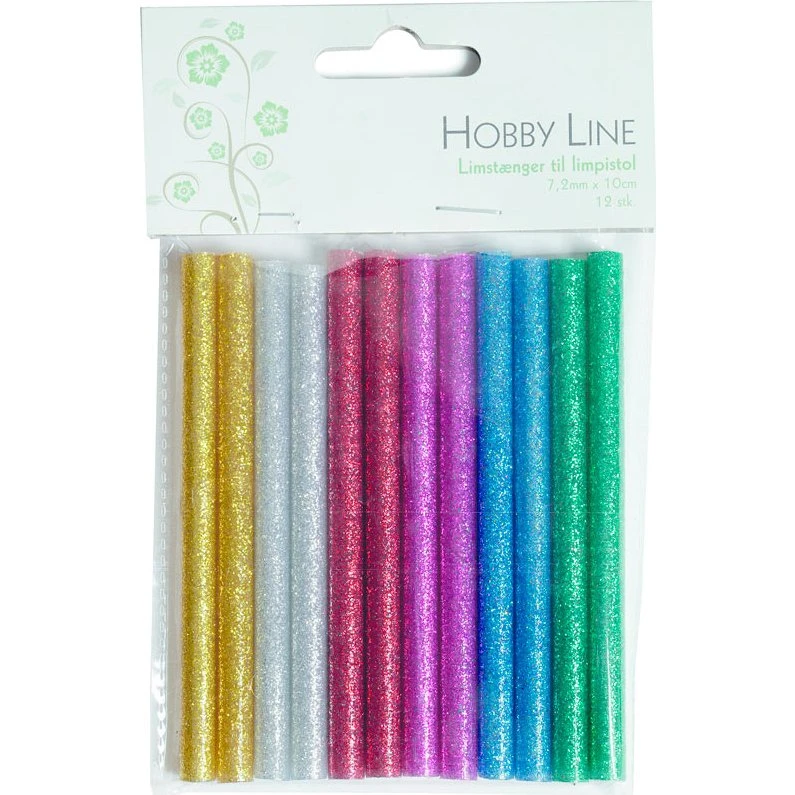 Hobbyline Limstænger 12 stk glimmer 7,2 mm (10 cm)