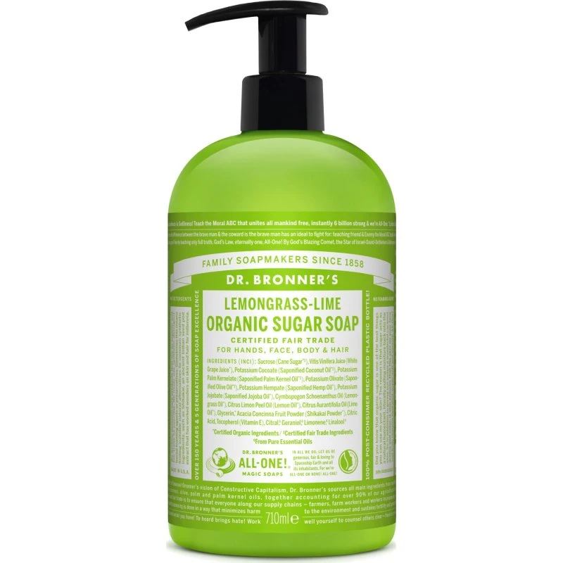Dr. Bronner's Økologisk Sukkersæbe Lemongrass Lime 710 ml