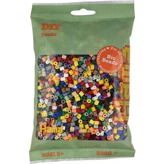 Hama BIO Midi-perler 3000 stk - Mix 199 (15 farver)