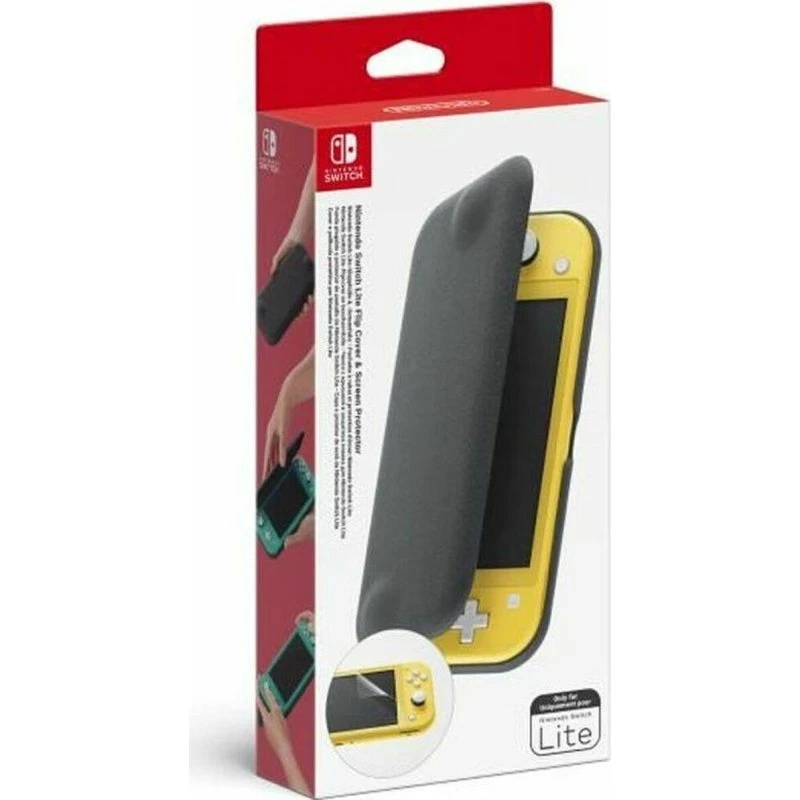 Nintendo Switch Lite flipcover og skærmbeskytter, sort/grå