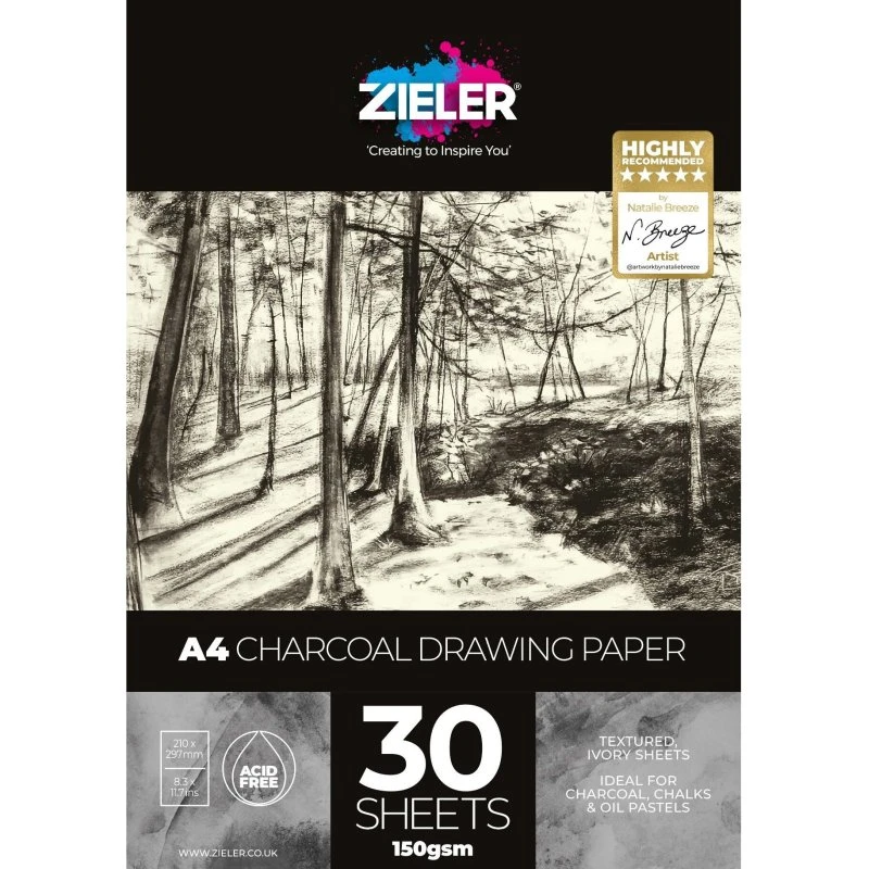 Zieler Tegneblok A4 150 g - 30 ark til kul/kridt