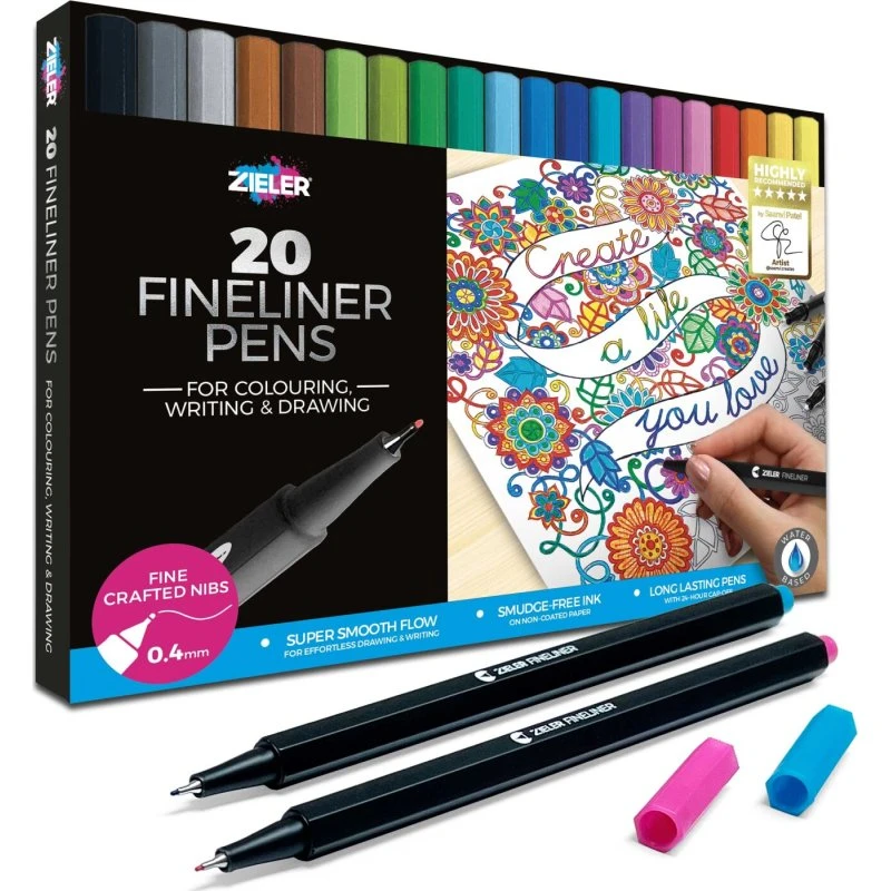Zieler Fineliner 20 stk. – assorterede farver