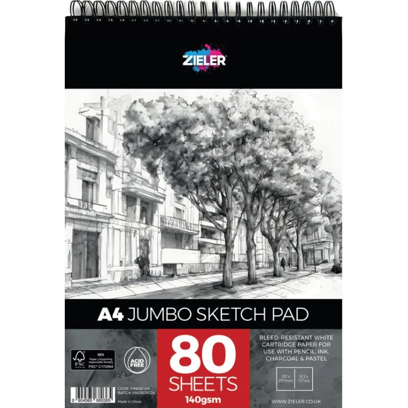 Zieler Skitsebog A4 - 80 sider, 140 g, spiralryg