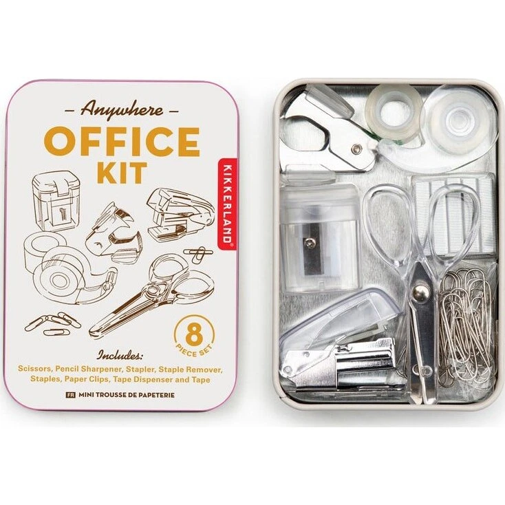 Kikkerland Office Kit 8 dele – hæftemaskine, tape og saks