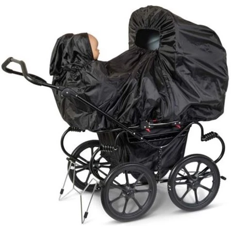 Babytrold regnslag til institutionsvogn 4 børn, sort