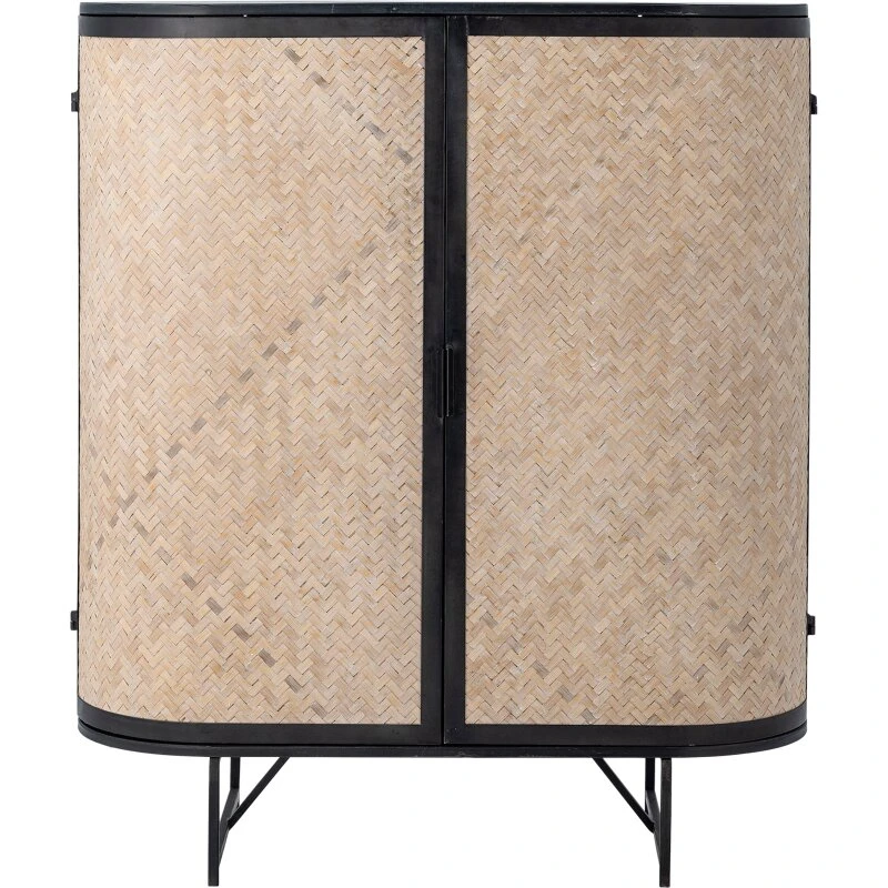 Bloomingville Ember skab, sort lakeret stel & naturflet