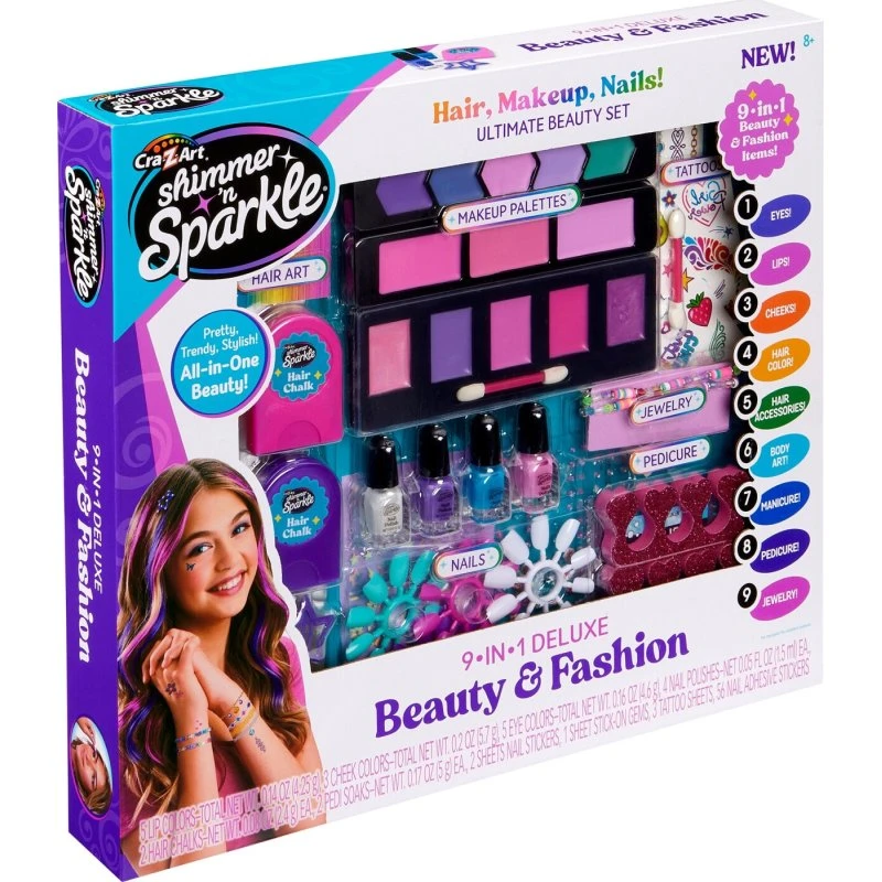 Shimmer n Sparkle 9-i-1 Deluxe Beauty & Fashion sæt