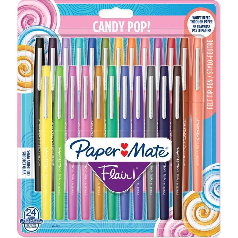 Paper Mate Flair Candy POP 0,7 mm tuscher - 24 stk