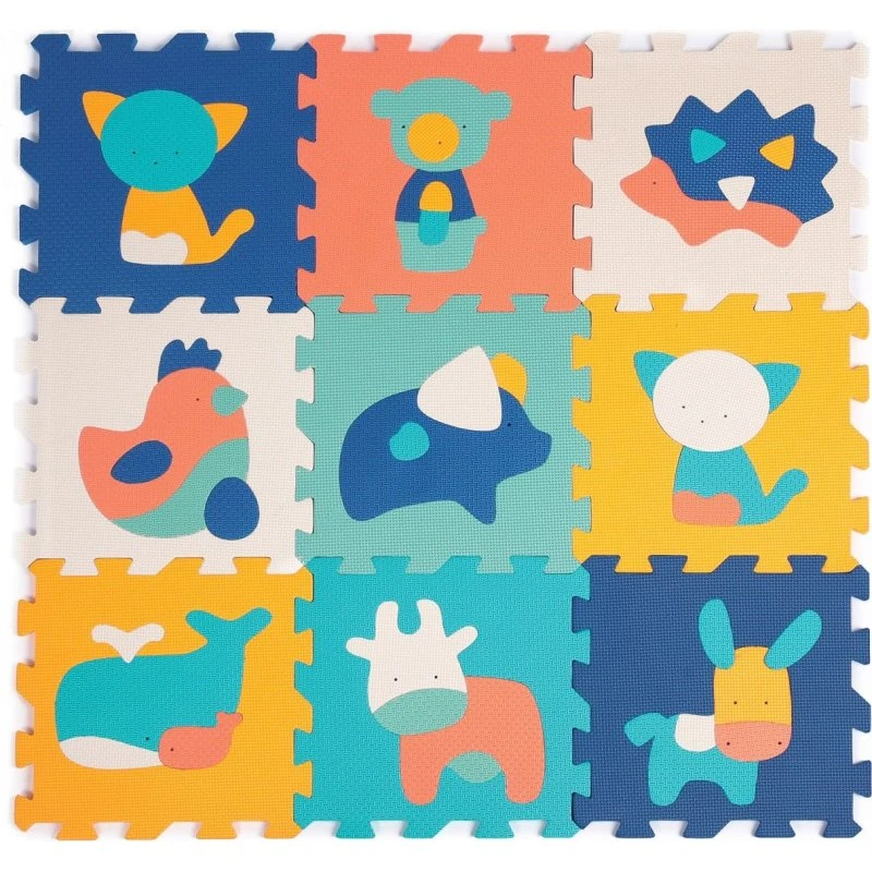 LUDI Legetæppe med dyremotiver 90x90 cm (9 stk)