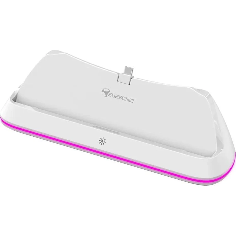 Subsonic Wired LED Dock til PlayStation Portal – RGB, Sort/Hvid