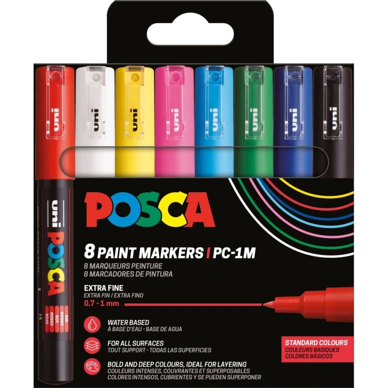 POSCA PC-1M 8-pak - 0,7 mm basic farver