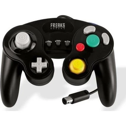 Freaks and Geeks sort Wii/GC kablet controller med Turbo & Slow