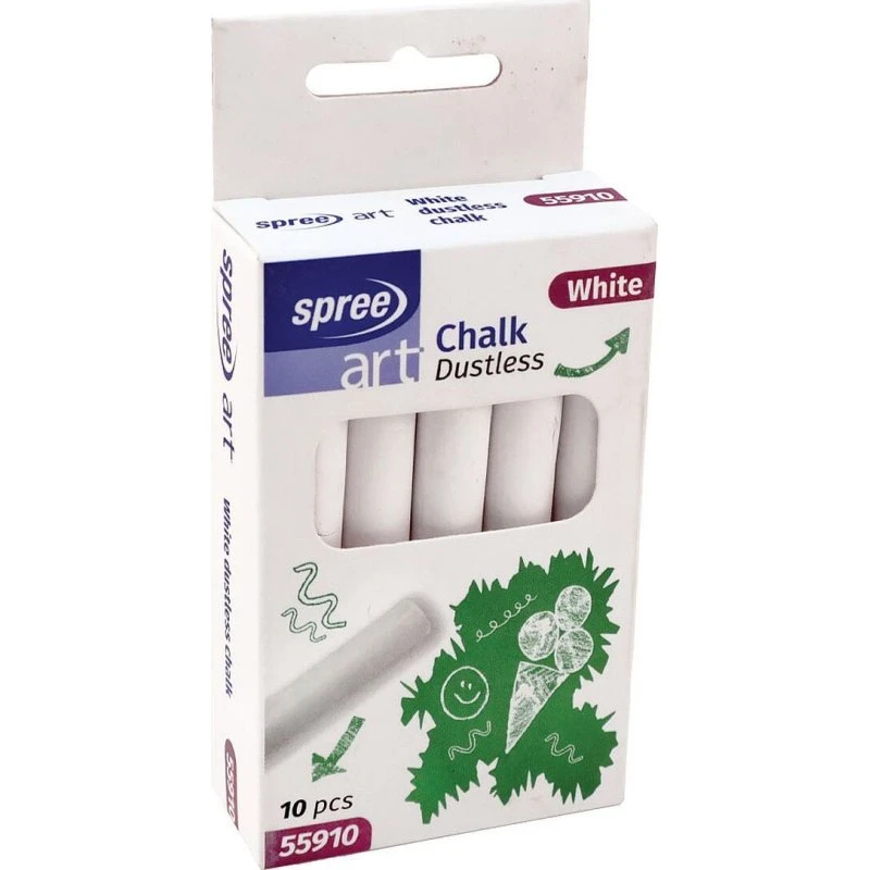 Spree Tavlekridt Hvid 10 stk.
