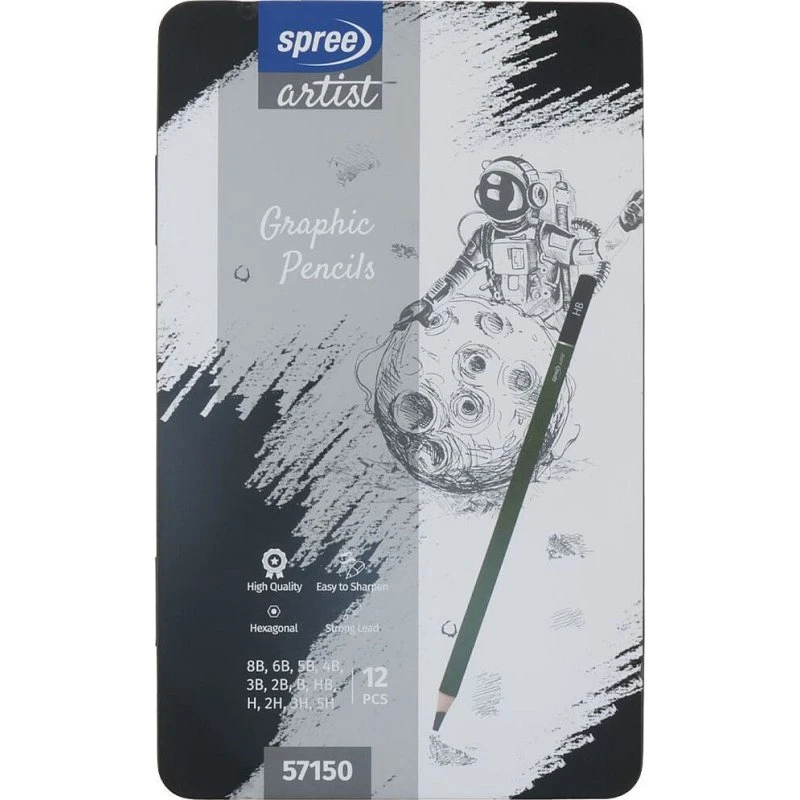 Spree Skitseblyantsæt 12 hårdheder (8B–5H)