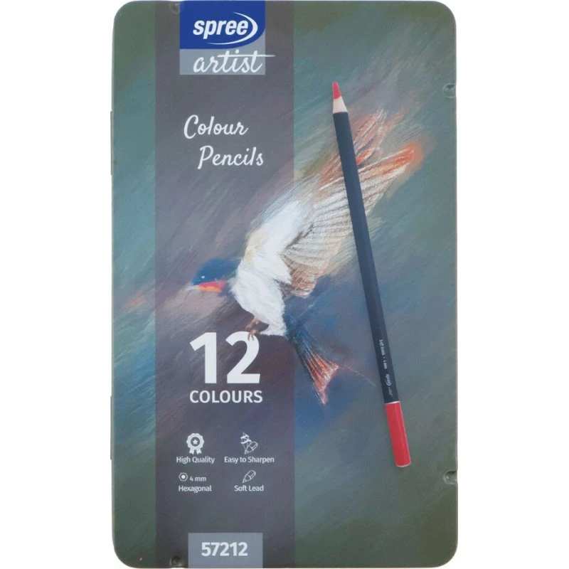 Spree Farveblyanter i metalboks, 12 stk.