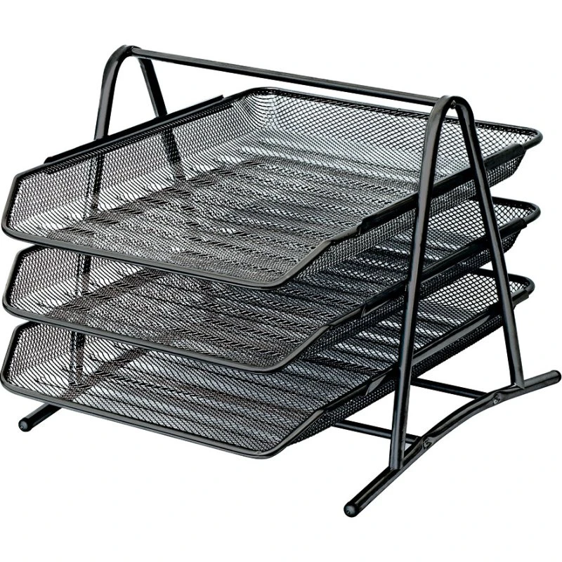 Brevbakkesæt til skrivebord – sort A4, 3 bakker