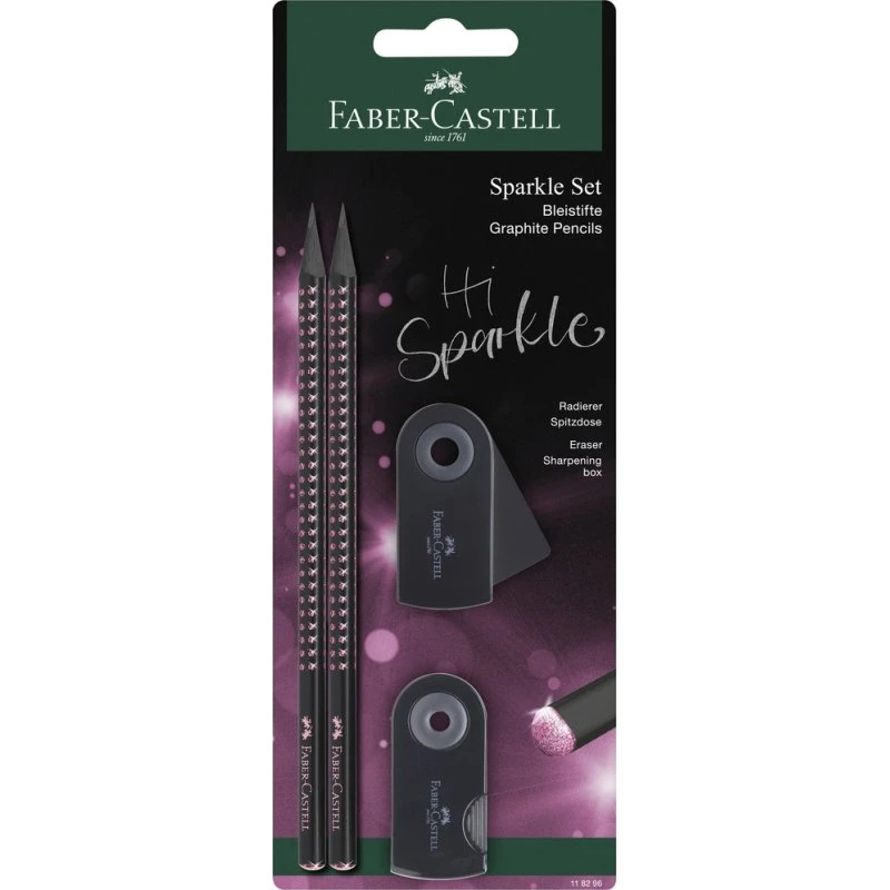 Faber-Castell Sparkle Midnight Rose 4-pak – sort m. pink glitter