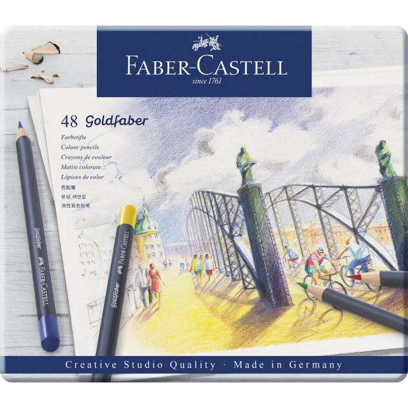 Faber-Castell Goldfaber Farveblyanter i Metalæske, 48 farver