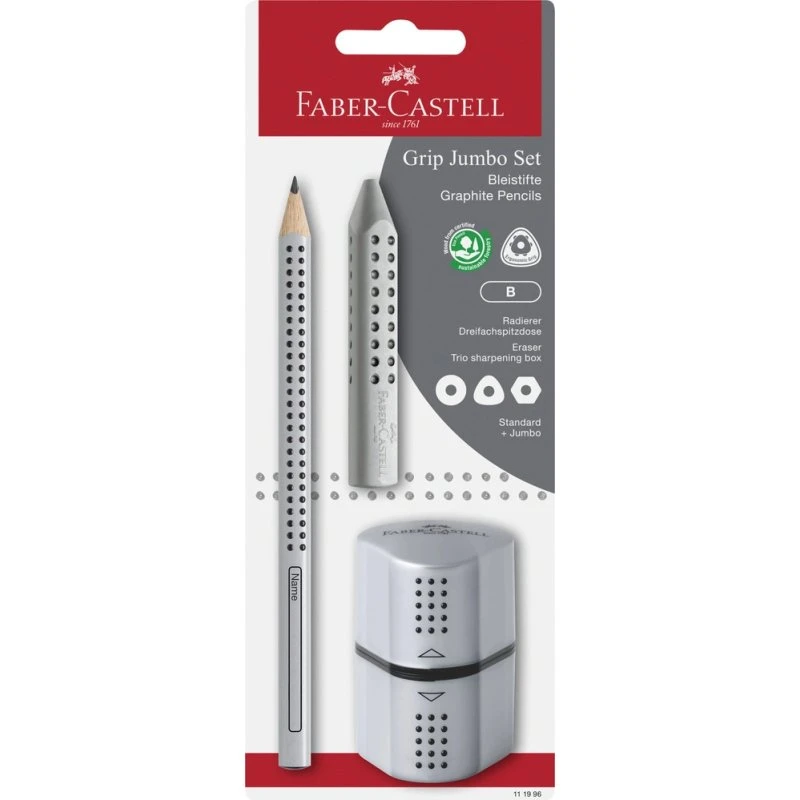 Faber-Castell Jumbo Grip blyant B, sølv (1 stk.)