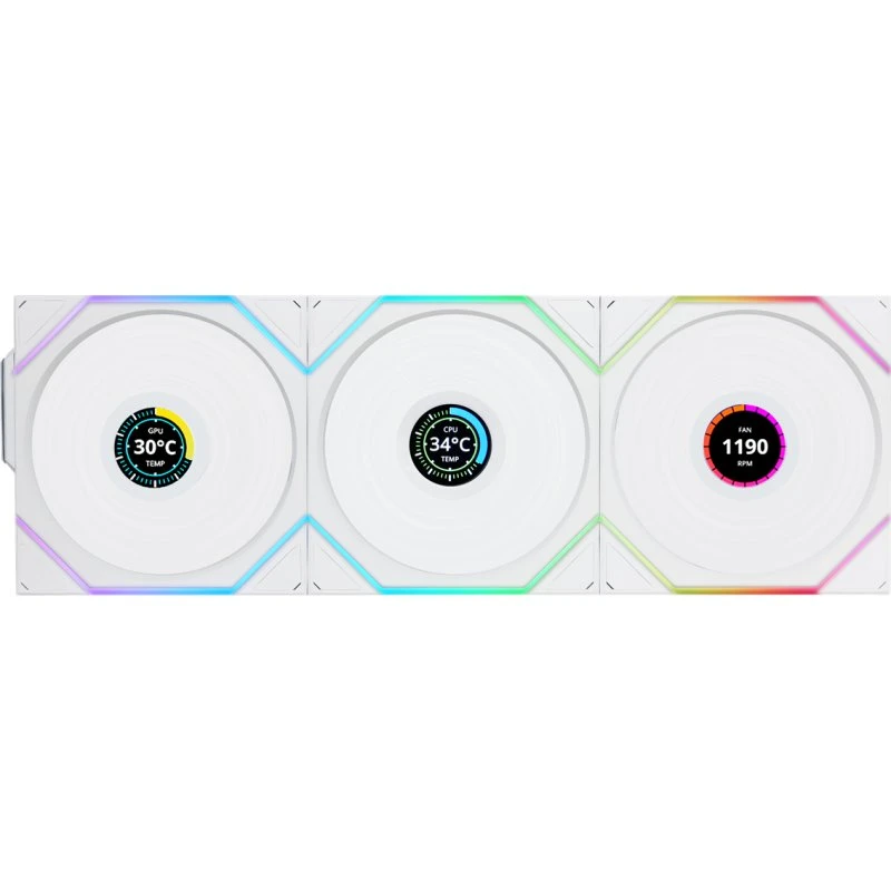 Lian Li UNI FAN TL Wireless LCD Reverse 3-pak, 120mm Hvid