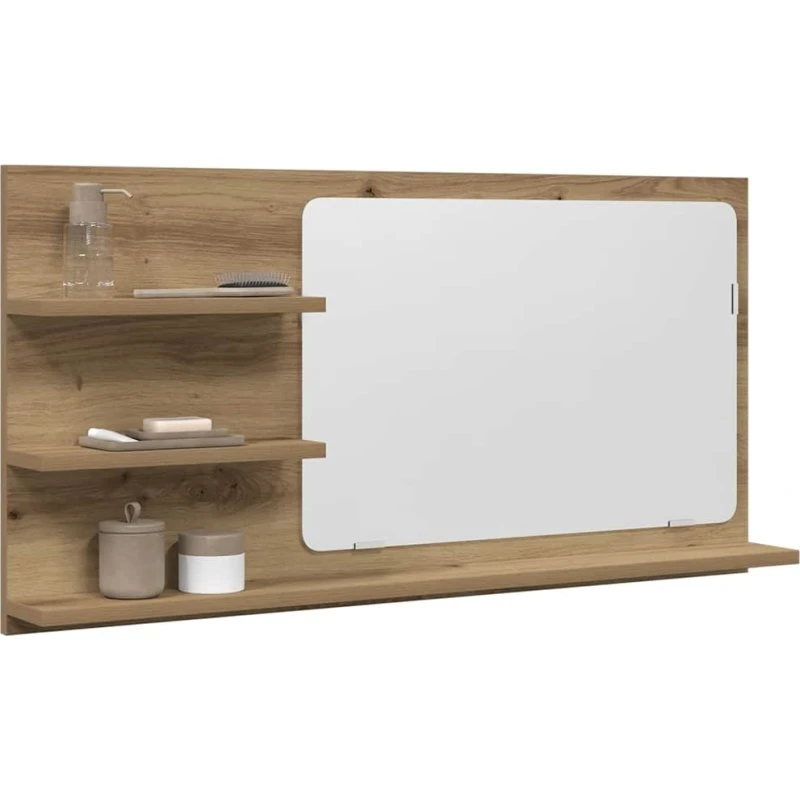 vidaXL badeværelsesskab med spejl 90x11x45 cm kunsteg