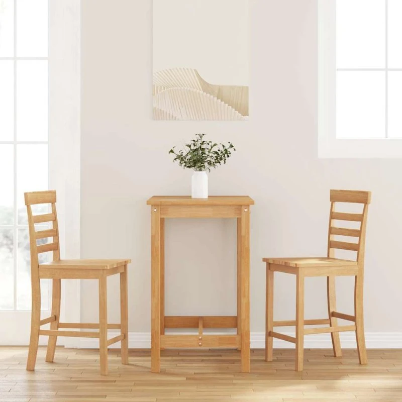 vidaXL 2 stk. barstole i massivt gummitræ, naturfarvet