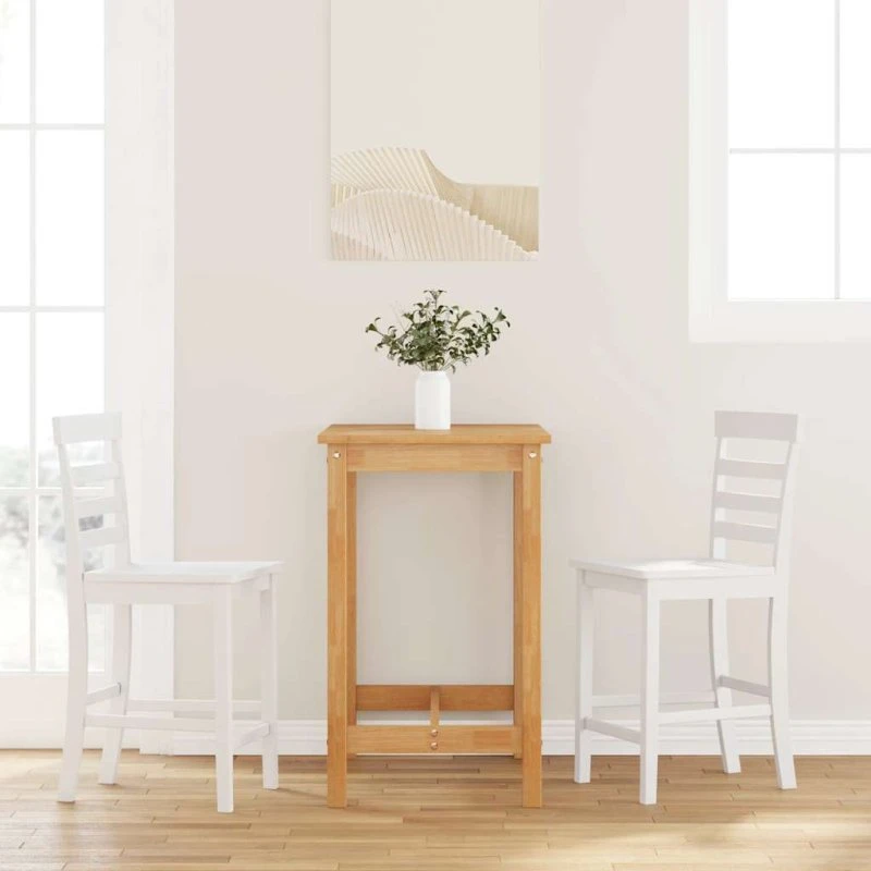 vidaXL barstole 2 stk. – massivt gummitræ, hvid