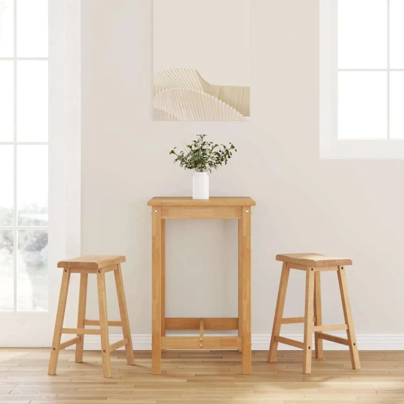 vidaXL barstole 2 stk. massivt gummitræ naturfarvet