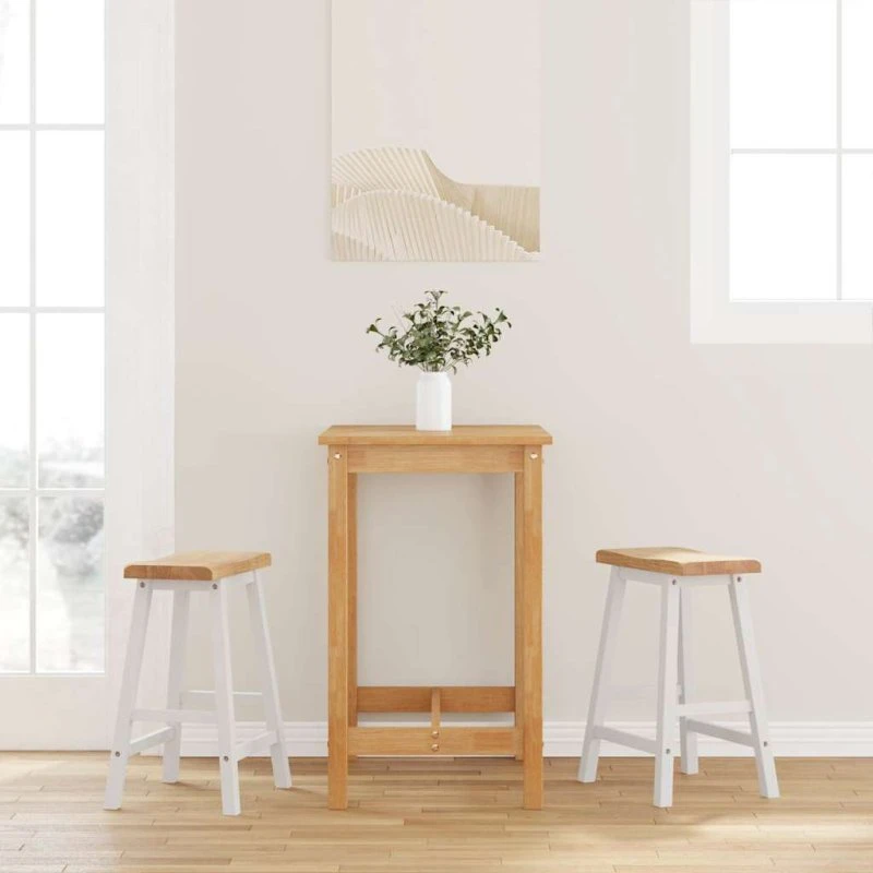 vidaXL barstole 2 stk. i massivt gummitræ, hvide