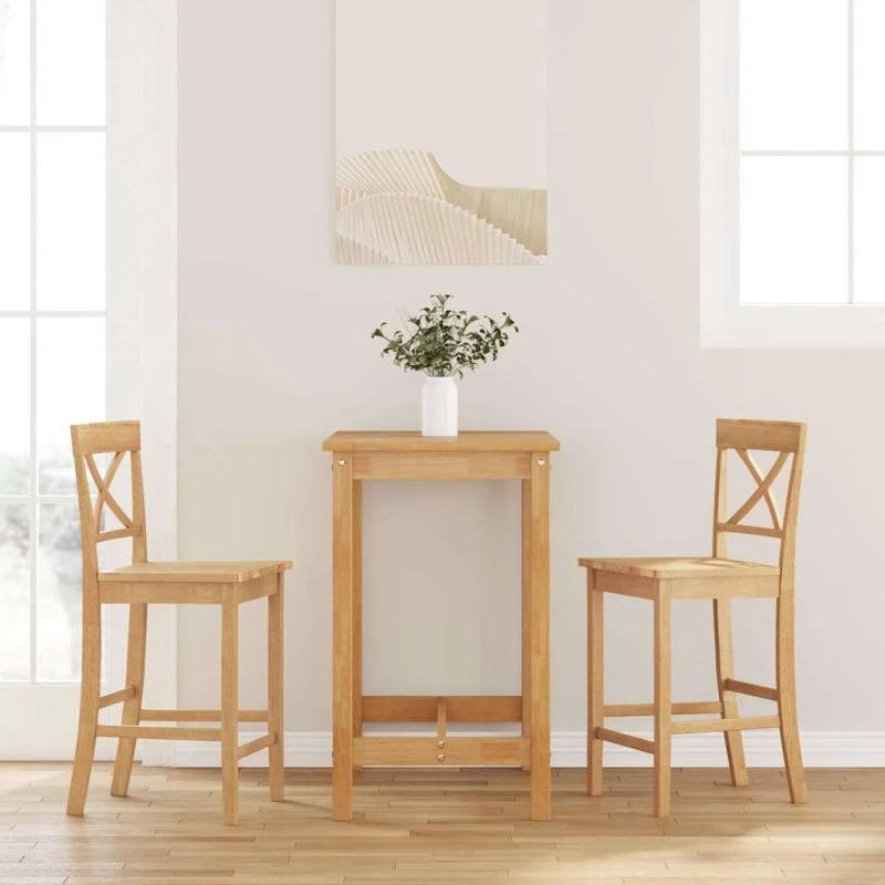 vidaXL barstole 2 stk. massivt gummitræ naturfarvet