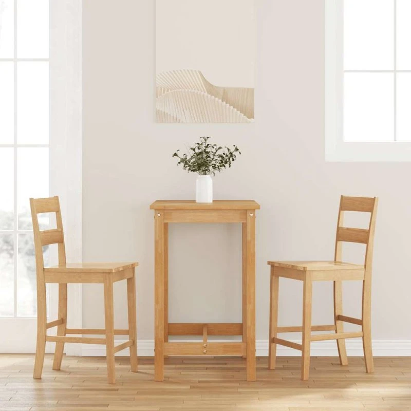 vidaXL barstole 2 stk. massivt gummitræ naturfarvet