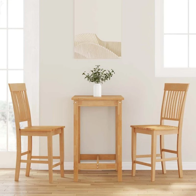 vidaXL Barstole 2 stk. i massivt gummitræ – natur