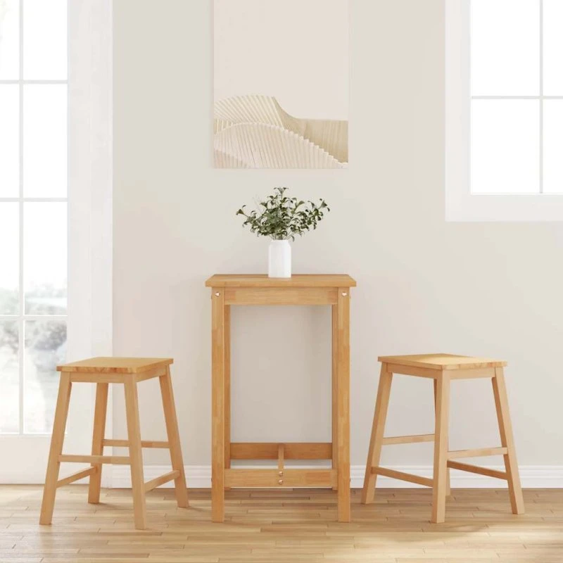 vidaXL 2 stk. barstole i massivt gummitræ med blødt ryglæn