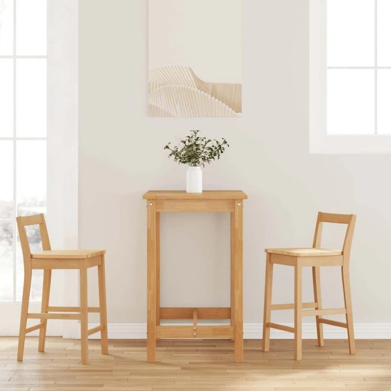 vidaXL barstole 2 stk. massivt gummitræ naturfarvet