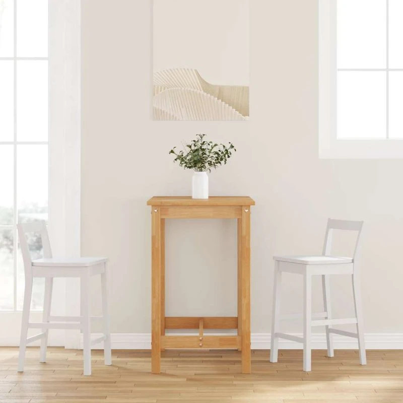 vidaXL barstole 2 stk. – massivt gummitræ, hvid