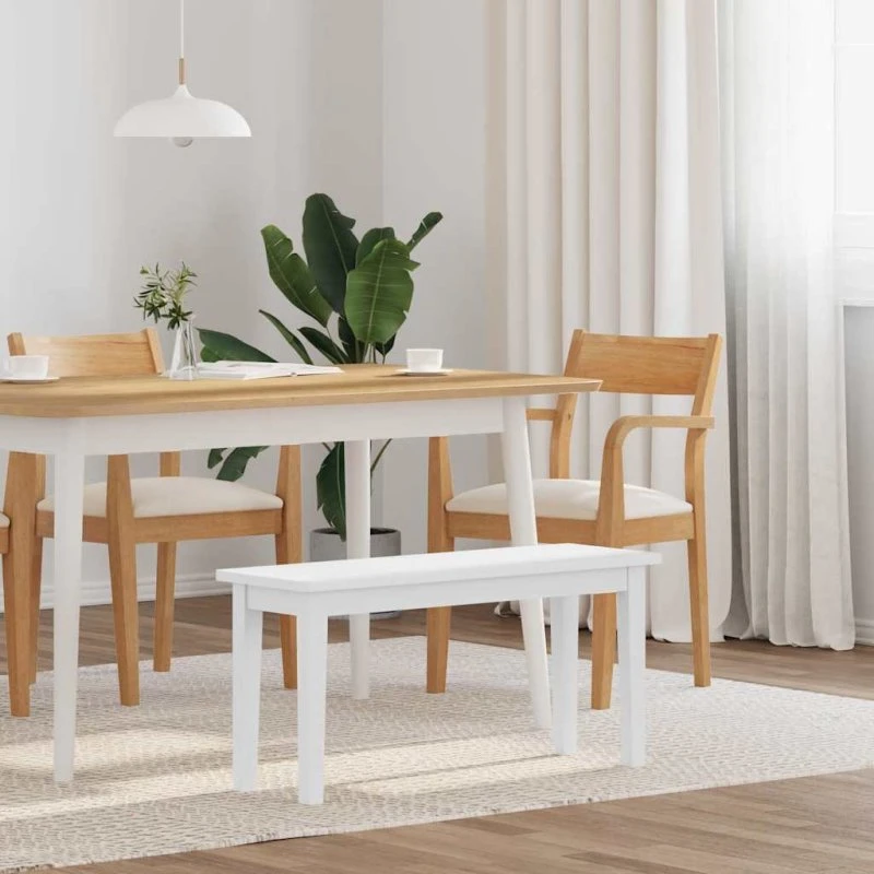 vidaXL bænk 90 cm massivt gummitræ hvid