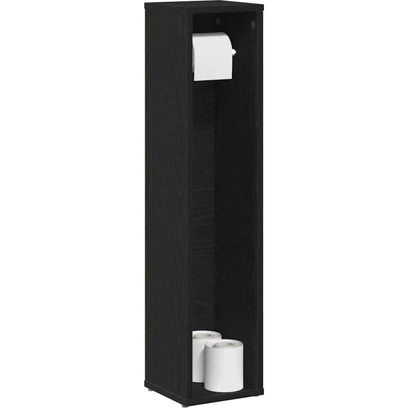 vidaXL badeværelsesskab med rulleholder 20,5x20x90 cm, sort