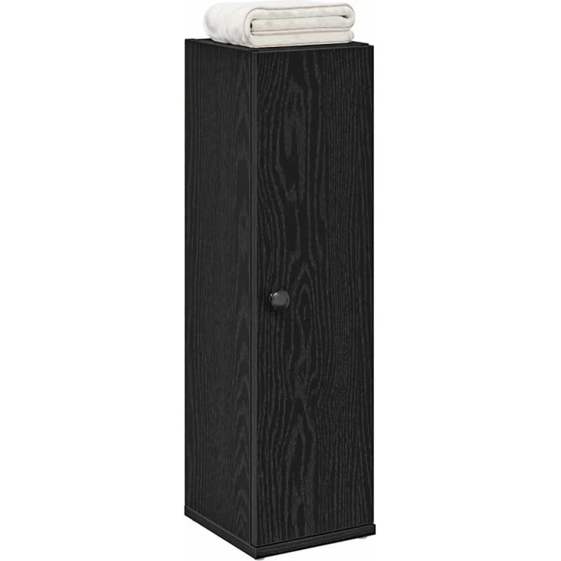 vidaXL badeværelsesskab m. rulleholder 20,5x22x72 cm, sort