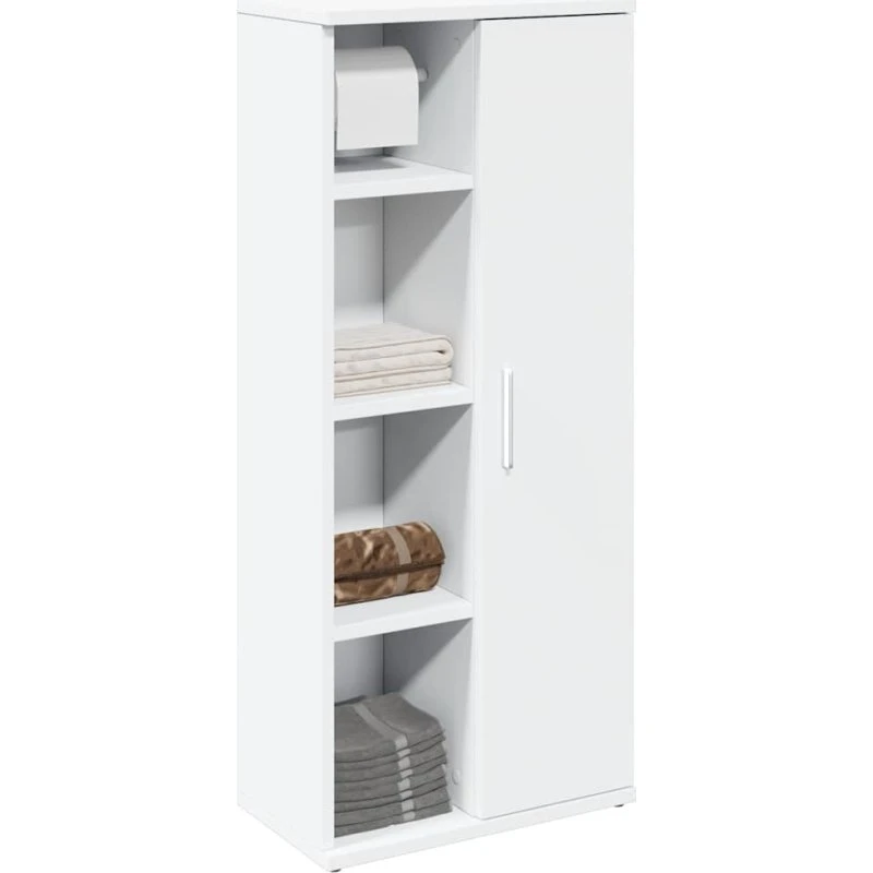vidaXL badeværelsesskab med rulleholder 39x22x90 cm hvid