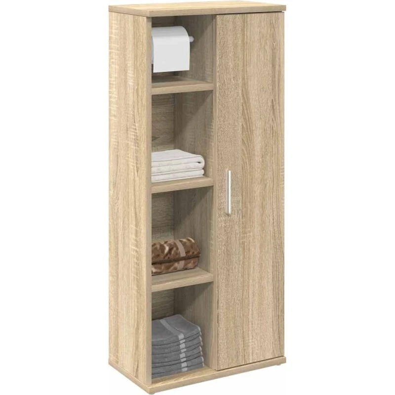 vidaXL badeværelsesskab med rulleholder 39x22x90 cm sonoma-eg