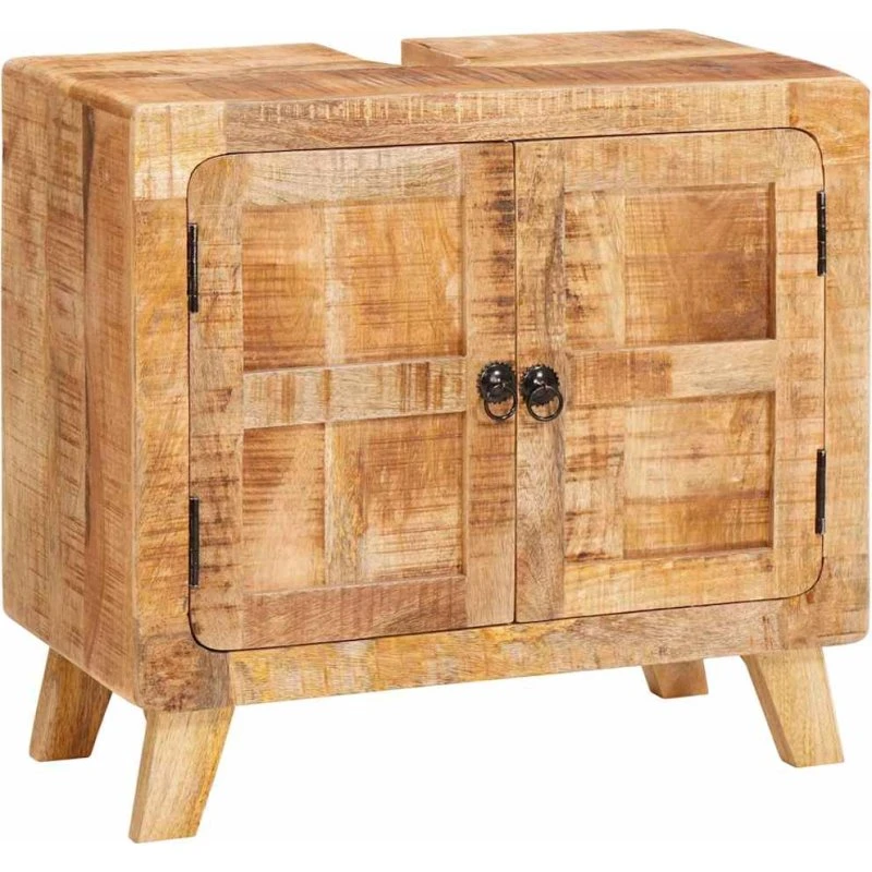 vidaXL Badeværelsesskab i brun mangotræ og konstrueret træ