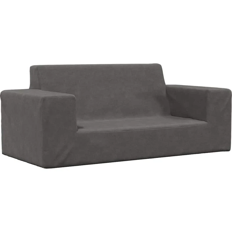 vidaXL 2-personers børnesofa i blødt plys, antracitgrå