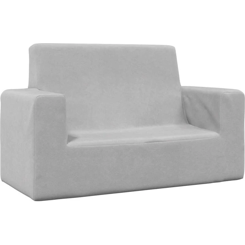 vidaXL 2-personers børnesofa i blødt plys, lysegrå