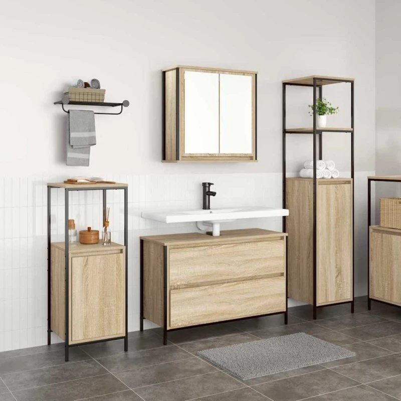 vidaXL Badeværelsesmøbelsæt 3 dele Sonoma-eg 90x34.5x60 cm