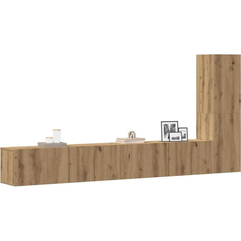 vidaXL 3-delt vægmonteret TV-skabssæt – håndværks eg