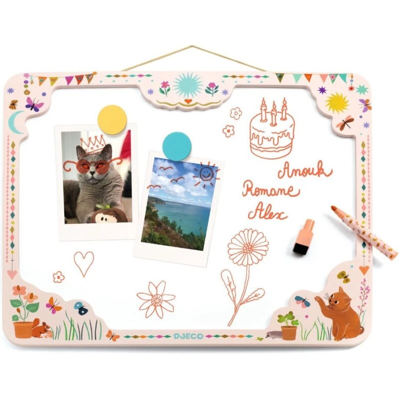 Djeco Magnetisk opslagstavle med whiteboard - Kat (46x38 cm)