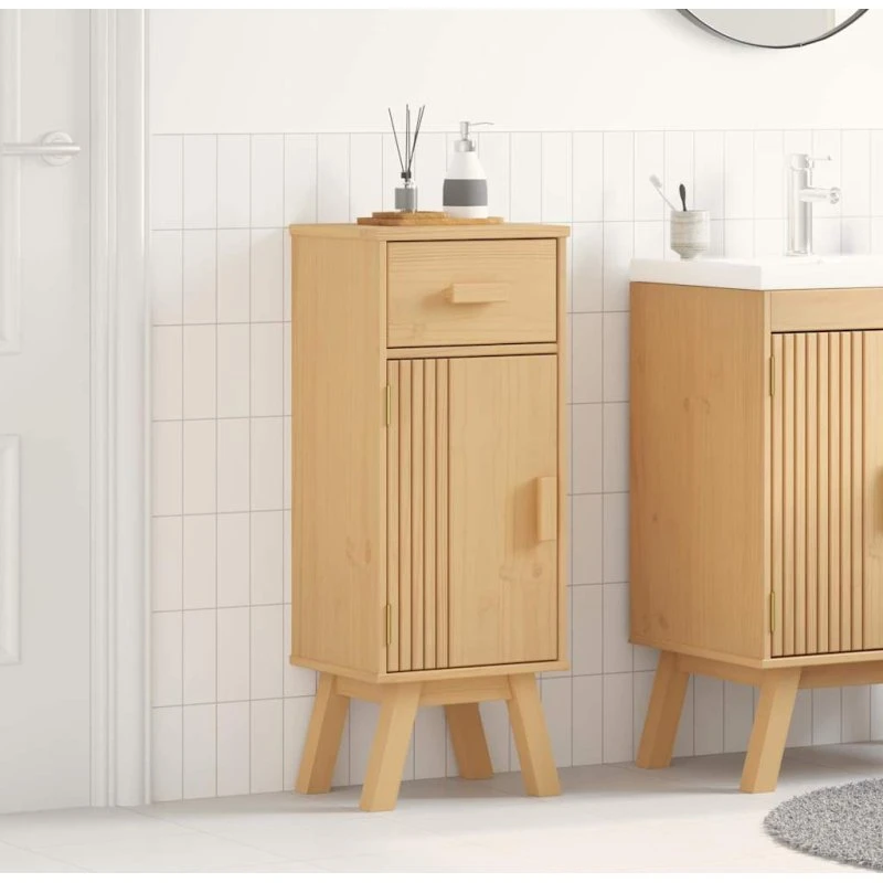 vidaXL Badeværelsesskab Olden Brun 35 x 30 x 90 cm Massivt fyrretræ
