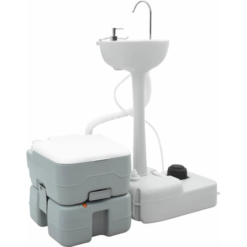 vidaXL Campingtoilet sæt 2 stk, grå 50,5×33×103 cm